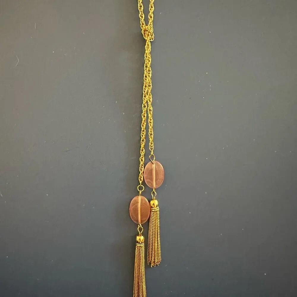 Blue Bow gold lariat